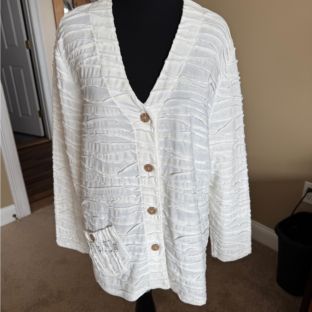 Women's White Textured Jacket